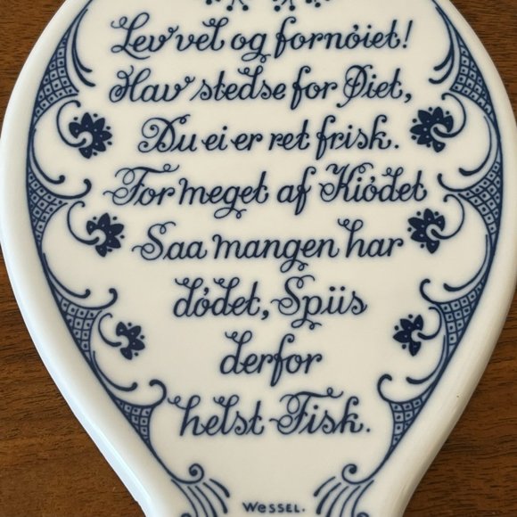 Porsgrund Norway Porcelain Fish Shaped Trivet with Poem Midcentury Kitchen Decor - Picture 4 of 7
